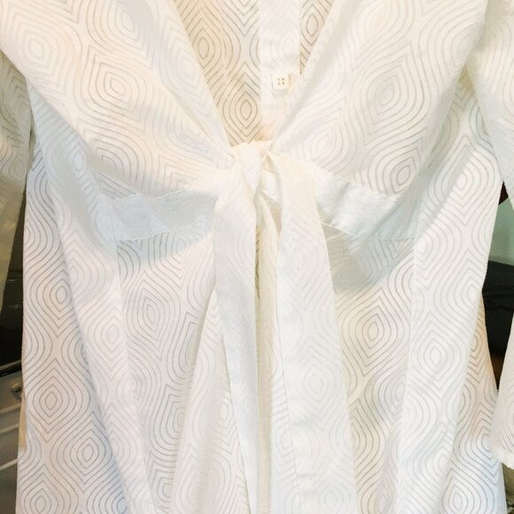 Miraclesuit Sun Dress Coverup Size 2X White Tie Front Cotton Blend - Picture 2 of 8
